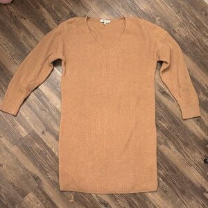 Madewell Camel V-Neck Knit Dress